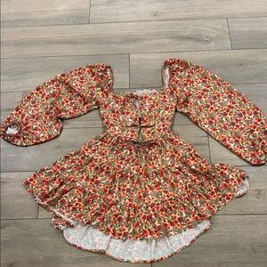 RESA Floral Red and Green Dress
